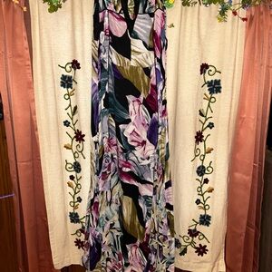 BCBGMaxAzria Black and Purple Sleeveless Maxi Dress